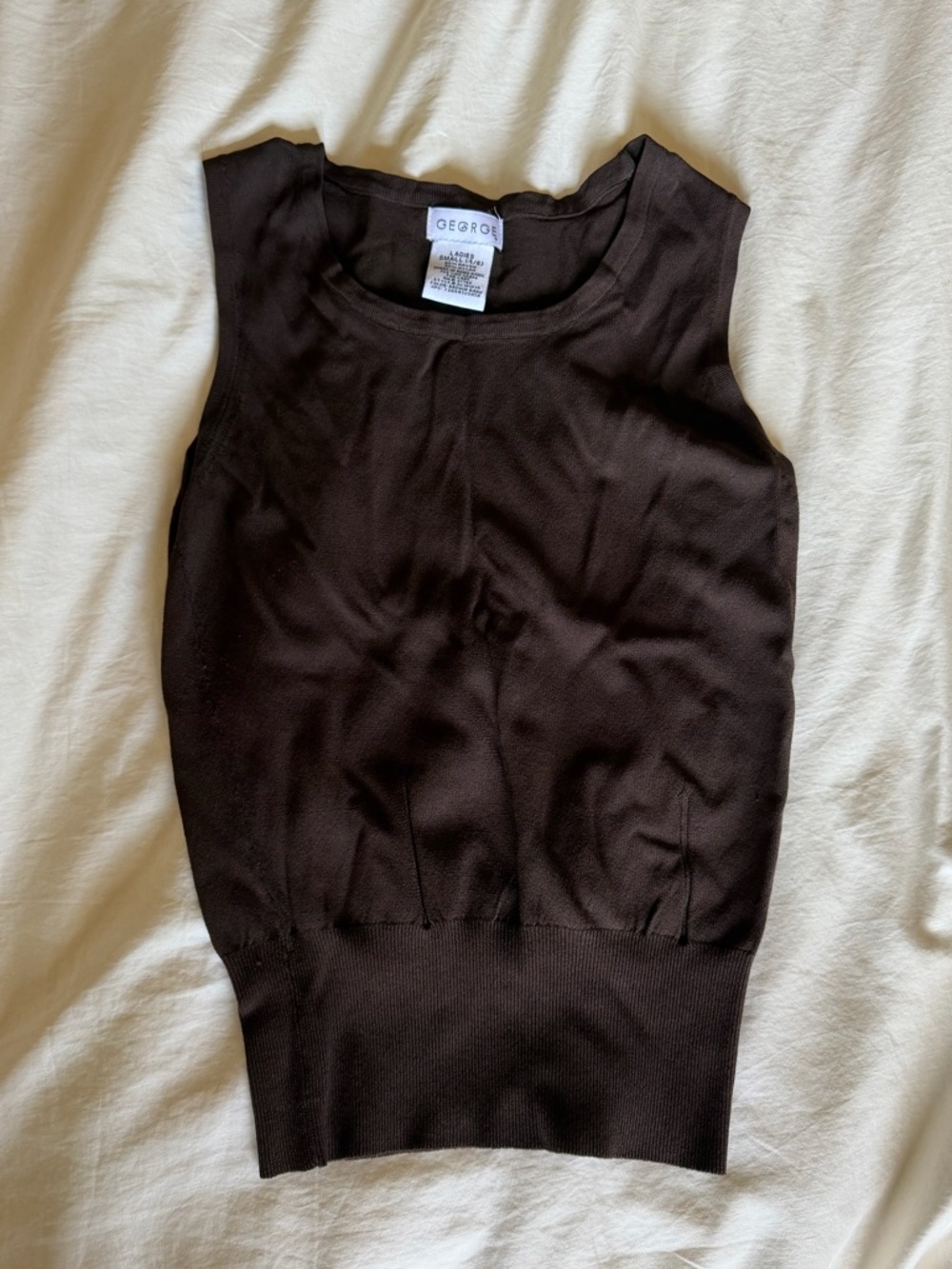 Brown Tank Top with Cinched Waist